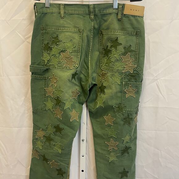 MNML B541 Star Flare Denim Pants - Mens Size 32 - Green - Picture 5 of 6